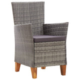 5 Piece Dining Set Poly Rattan and Solid Acacia Wood Grey - Rear View