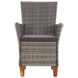 5 Piece Dining Set Poly Rattan and Solid Acacia Wood Grey - Close-Up Angle
