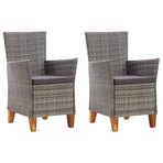 Garden Chairs 2 pcs with Cushions Poly Rattan Grey