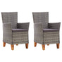 Garden Chairs 2 pcs with Cushions Poly Rattan Grey