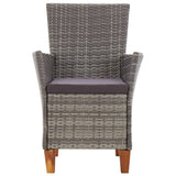 Garden Chairs 2 pcs with Cushions Poly Rattan Grey - Side View
