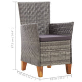 Garden Chairs 2 pcs with Cushions Poly Rattan Grey - Close-Up Angle