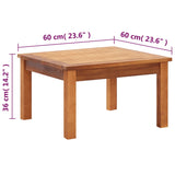 Garden Coffee Table 60x60x36 cm Solid Acacia Wood - Rear View