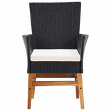 9 Piece Outdoor Dining Set Poly Rattan and Acacia Wood Black