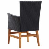 9 Piece Outdoor Dining Set Poly Rattan and Acacia Wood Black