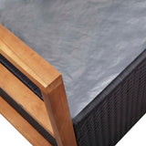 Storage Bench 115 cm Poly Rattan and Solid Acacia Wood Black - Low Angle