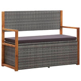 Storage Bench 115 cm Poly Rattan and Solid Acacia Wood Grey