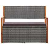 Storage Bench 115 cm Poly Rattan and Solid Acacia Wood Grey