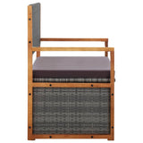 Storage Bench 115 cm Poly Rattan and Solid Acacia Wood Grey