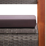 Storage Bench 115 cm Poly Rattan and Solid Acacia Wood Grey