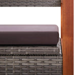 Storage Bench 115 cm Poly Rattan and Solid Acacia Wood Grey