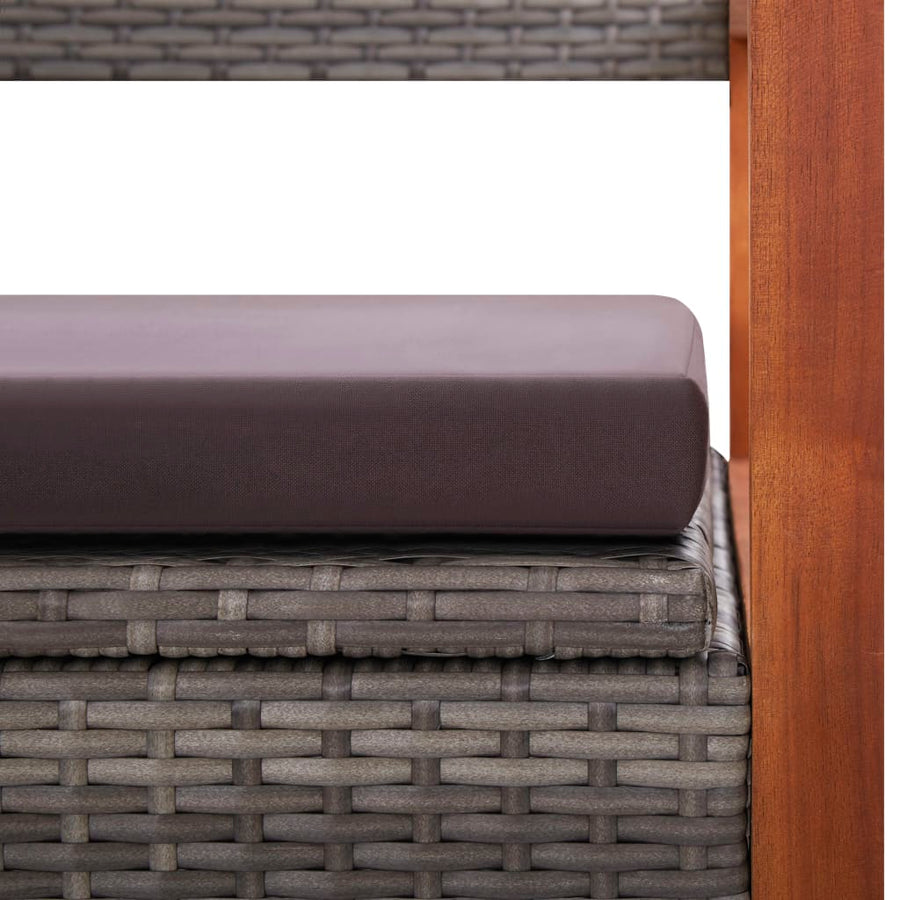 Storage Bench 115 cm Poly Rattan and Solid Acacia Wood Grey