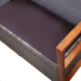 Storage Bench 115 cm Poly Rattan and Solid Acacia Wood Grey - Close-Up Angle