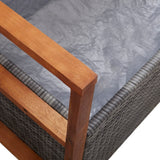 Storage Bench 115 cm Poly Rattan and Solid Acacia Wood Grey