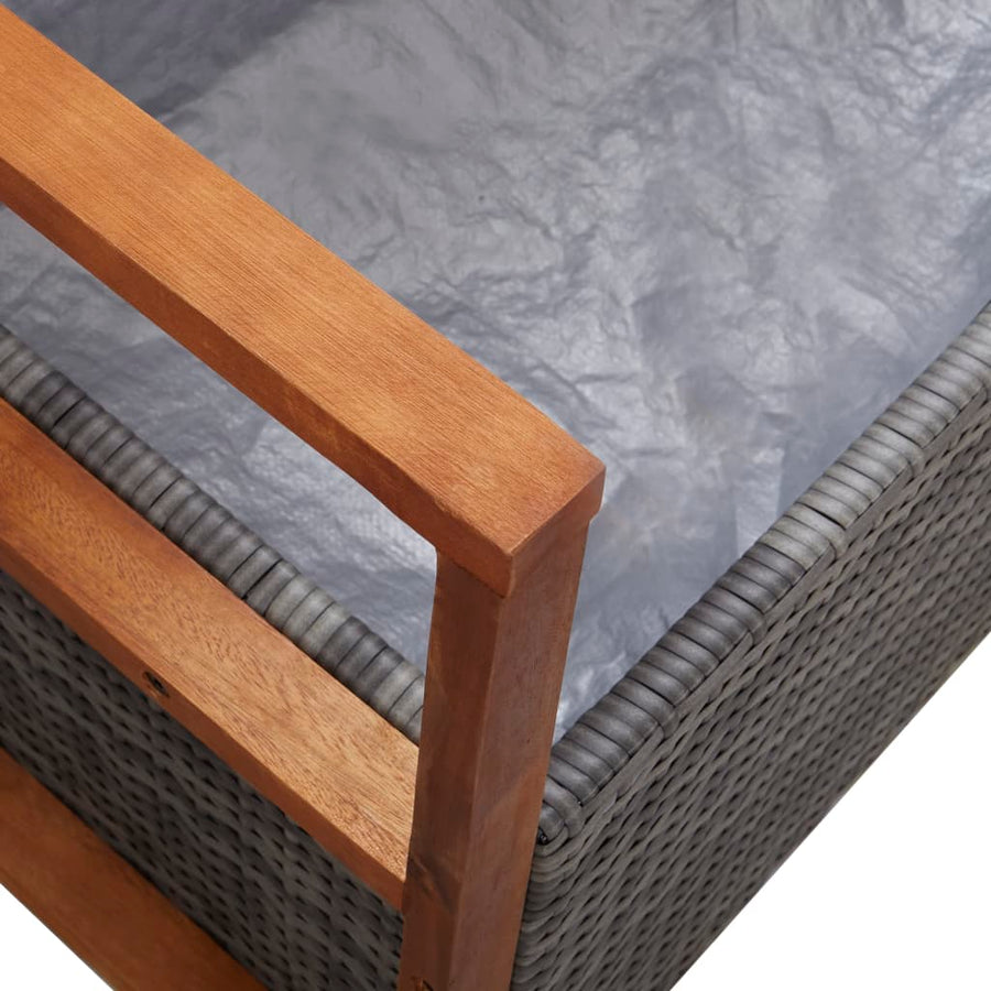 Storage Bench 115 cm Poly Rattan and Solid Acacia Wood Grey