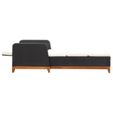 Sun Lounger Poly Rattan and Solid Acacia Wood Black - 45-Degree Angle