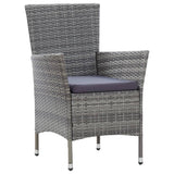 7 Piece Outdoor Dining Set with Cushions Poly Rattan Grey - Rear View