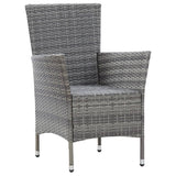 7 Piece Outdoor Dining Set with Cushions Poly Rattan Grey - Close-Up Angle