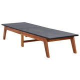 Sun Lounger Poly Rattan and Solid Acacia Wood - Front View