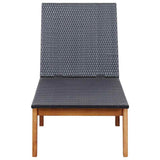 Sun Lounger Poly Rattan and Solid Acacia Wood - Side View