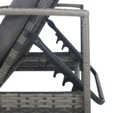 Sun Lounger with Armrests Poly Rattan Grey - Rear View