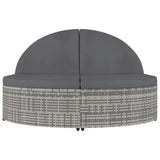 2-Person Sun Lounger with Cushions Poly Rattan Grey - Side View