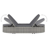 2-Person Sun Lounger with Cushions Poly Rattan Grey - 45-Degree Angle