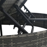 2-Person Sun Lounger with Cushions Poly Rattan Grey - Close-Up Angle