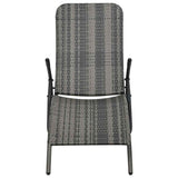 Folding Sun Lounger Poly Rattan Grey - Front View