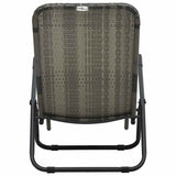 Folding Sun Lounger Poly Rattan Grey - 45-Degree Angle