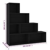 Book Cabinet/Room Divider Black 155x24x160 cm Engineered Wood - Rear View