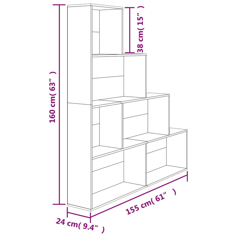 Book Cabinet/Room Divider Concrete Grey 155x24x160 cm