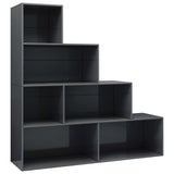 Book Cabinet/Room Divider High Gloss Grey 155x24x160 cm Engineered Wood - Front View
