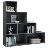 Book Cabinet/Room Divider High Gloss Grey 155x24x160 cm Engineered Wood - Side View