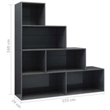 Book Cabinet/Room Divider High Gloss Grey 155x24x160 cm Engineered Wood - Rear View