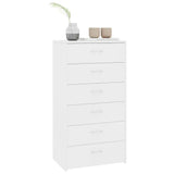 Sideboard with 6 Drawers White 50x34x96 cm Engineered Wood - Side View