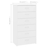 Sideboard with 6 Drawers White 50x34x96 cm Engineered Wood