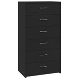 Sideboard with 6 Drawers Black 50x34x96 cm Engineered Wood - Front View