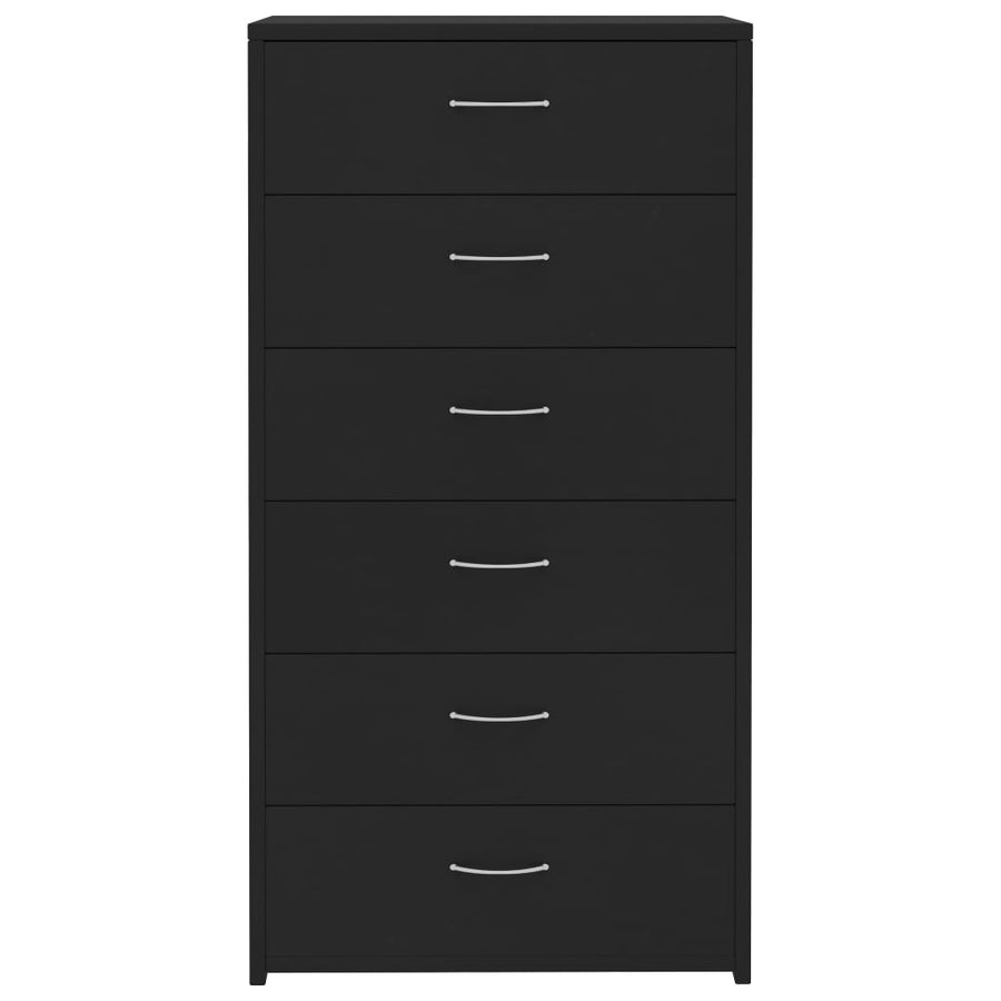 Sideboard with 6 Drawers Black 50x34x96 cm Engineered Wood