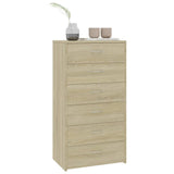 Sideboard with 6 Drawers Sonoma Oak 50x34x96 cm Engineered Wood - Side View