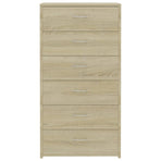 Sideboard with 6 Drawers Sonoma Oak 50x34x96 cm Engineered Wood