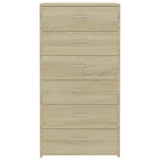 Sideboard with 6 Drawers Sonoma Oak 50x34x96 cm Engineered Wood - Top-Down View