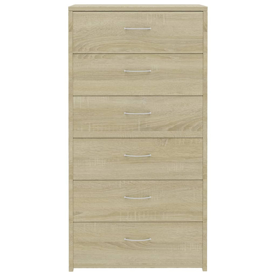 Sideboard with 6 Drawers Sonoma Oak 50x34x96 cm Engineered Wood