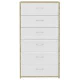 Sideboard with 6 Drawers White and Sonoma Oak 50x34x96 cm Engineered Wood - Top-Down View