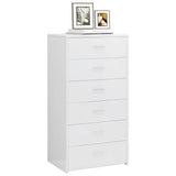 Sideboard with 6 Drawers High Gloss White 50x34x96 cm Engineered Wood