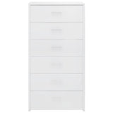Sideboard with 6 Drawers High Gloss White 50x34x96 cm Engineered Wood