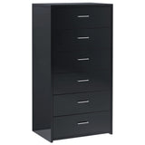 Sideboard with 6 Drawers High Gloss Black 50x34x96 cm Engineered Wood