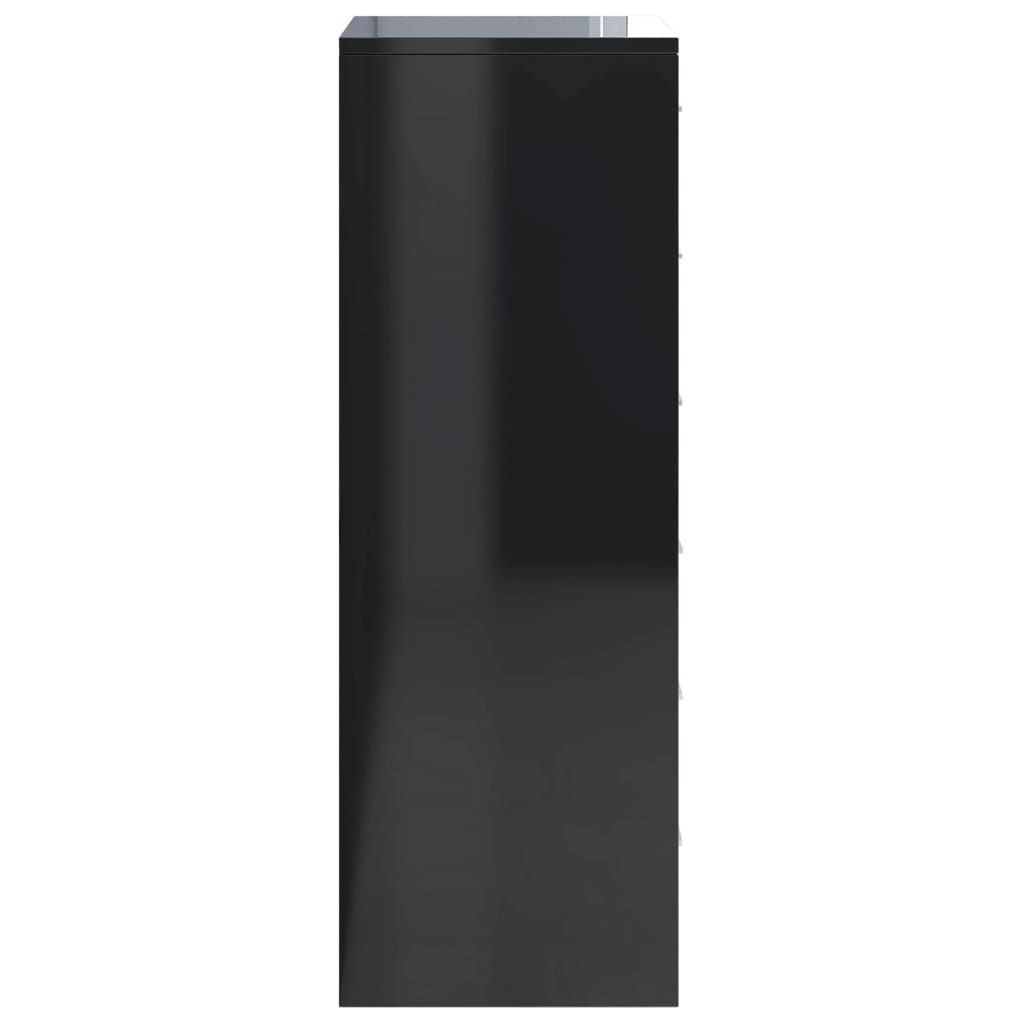 Sideboard with 6 Drawers High Gloss Black 50x34x96 cm Engineered Wood