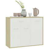 Sideboard White and Sonoma Oak 88x30x70 cm Engineered Wood