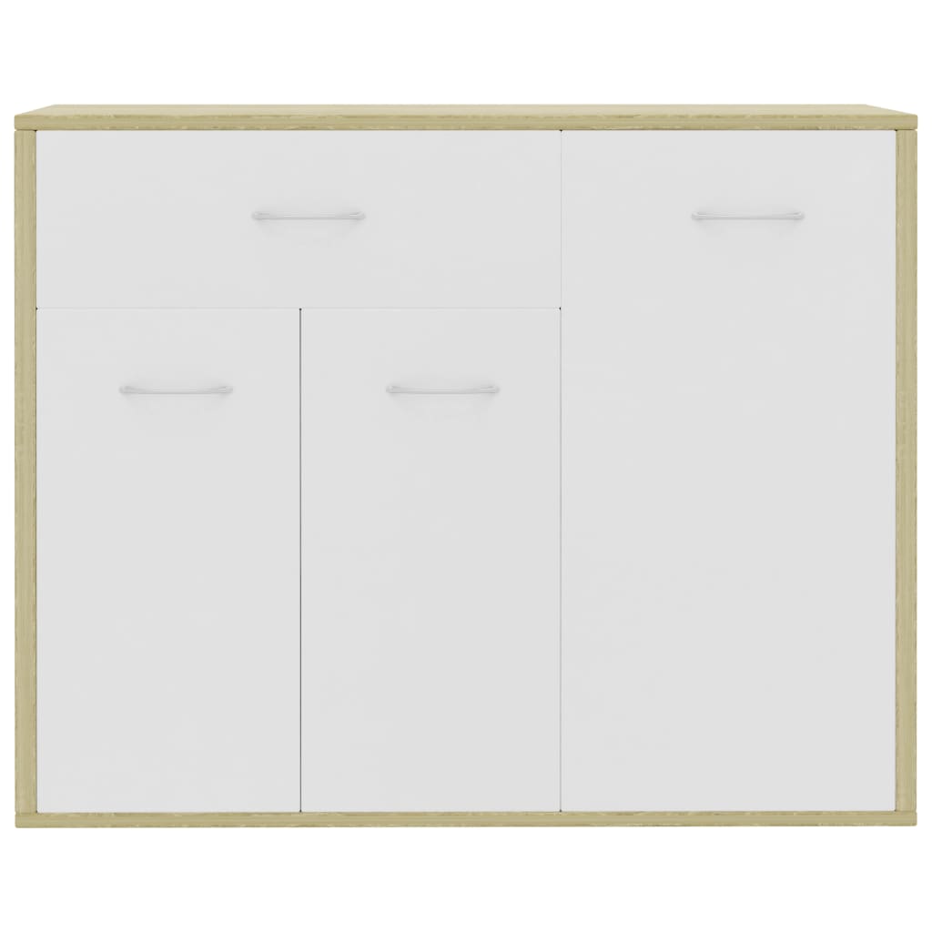 Sideboard White and Sonoma Oak 88x30x70 cm Engineered Wood